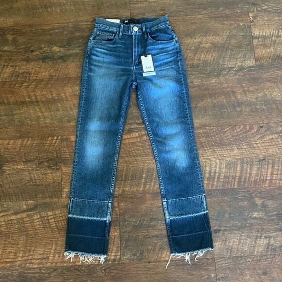 3x1 Shelter Straight Crop Jeans High Rise Dark Spectrum Blue Revolve Size 24 New - Picture 3 of 14